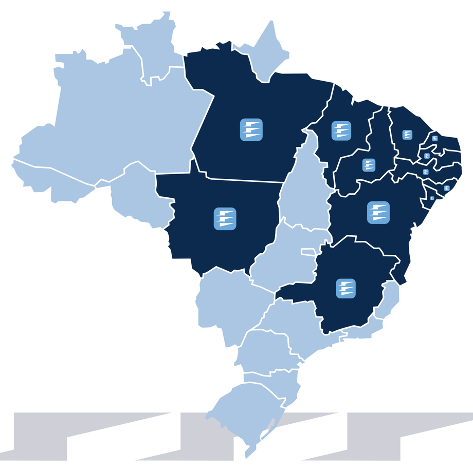 Mapa do Brasil com destaque para regiões de atuação da Evolut Engenharia